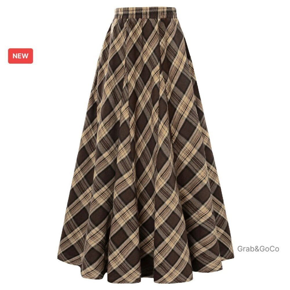 High Waist A-Line Pleated Maxi Skirt Elegant Fall Cottagecore Style